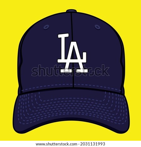 vector dark blue baseball cap with white LA writing on top