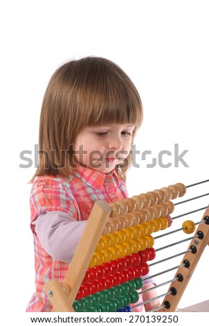 Baby girl count on the abacus