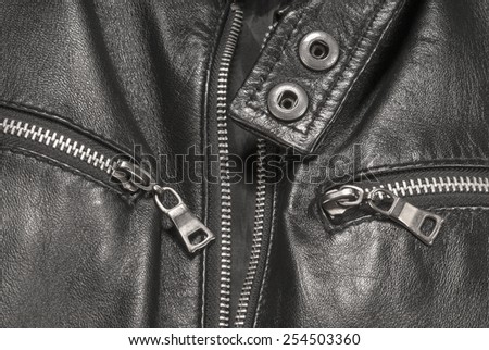 Black leather jacket zip