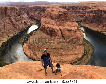 Image, Stock Photo Hike with dog in the high mountains