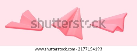 Pink paper 3D airplanes. Modern Style Telegram Plastic