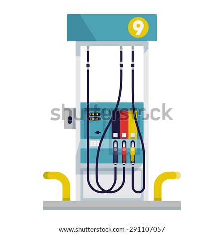 Modern flat design vector design element on gasoline with modern gas station pump isolated
