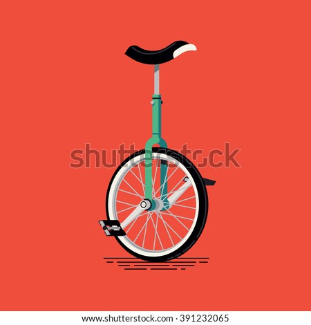 Cool vector unicycle illustration. Circus, performer or hobby pedal drive one wheel transport vehicle