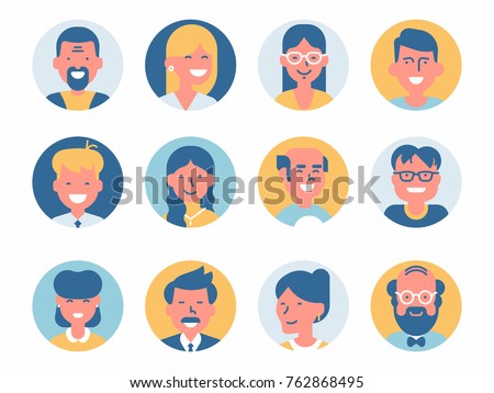 Various vector round abstract avatar icons. Different characters portraits. Ideal for social media and business presentations, UI, UX, graphic and web design, applications and interfaces