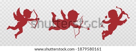 Vector angel with an arrow of love. Arrow of love png. Love angel png. Cupid, Cherub. Angel for Valentine's Day. Isolated background. Vector image.