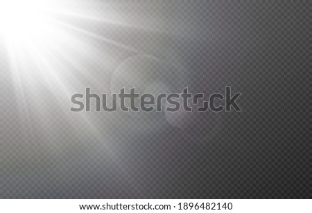 Vector light with glare. Sun, sun rays, dawn, glare from the sun png. White flare png, glare from flare png.	
