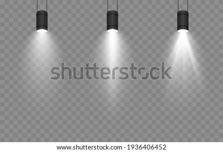 Vector set of light. Light source, studio lighting, walls, png. Spotlight lighting, spotlight PNG. Light beams, light effect.