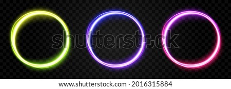Vector glowing portal, light lines. Neon light, electric light, portal, light effect . Multicolored portals png, magic glow, shine.