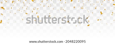 Vector confetti png. Gold confetti falls from the sky. confetti, streamer, tinsel on a transparent background. Holiday, birthday.