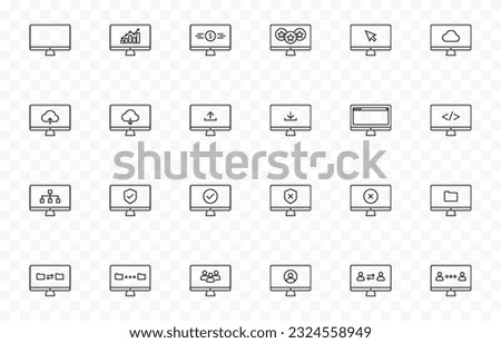 Vector set of line icons of computer. Icons png. Technology icons. Outline icons.