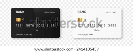 Vector bank card template png. Bank card with black and white design. Plastic bank card png.