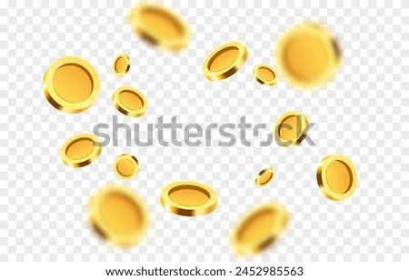 Realistic gold coins png. Explosion of gold coins png. Gold coins fall from the sky. Victory, easy money.