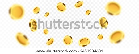 Realistic gold coins png. Explosion of gold coins png. Gold coins fall from the sky. Victory, easy money.