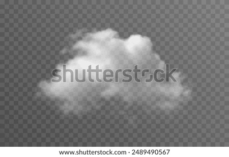 Vector realistic cloud, smoke or fog on isolated transparent background. Cloud png. Cloud, smoke, fog png.