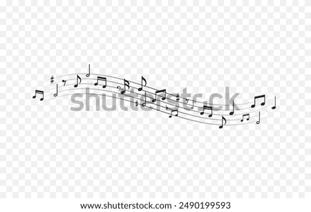 Musical notes on an isolated transparent background. Musical notes png. Varieties of musical notes. Musical background.