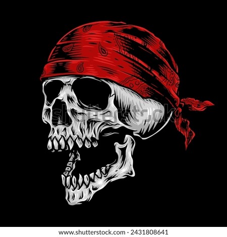 Vintage skull wearing red bandana