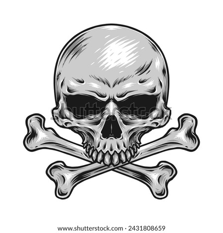 Hand drawn skull with crossbones illustration