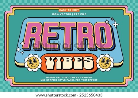 Editable retro music text effect 3d cartoon style. Editable text effect vintage music template vector style