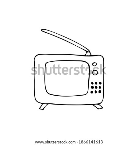 Hand drawn retro TV set icon in vector. Doodle TVe set icon in vector.Hand drawn doodle television icon in vector