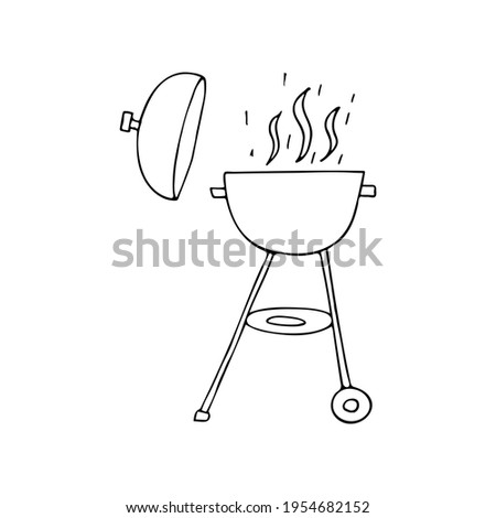 Hand drawn barbecue grill illustration in vector. Doodle barbecue grill illustration in vector. Doodle bbq grill icon. Hand drawn bbq grill icon.