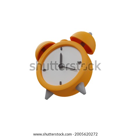 3D rendering alarm clock illustration on white background. Isolated 3D alarm clock icon. Isolated illustration of 3d alarm clock