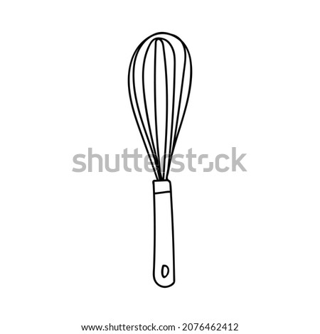 Doodle wire whisk icon in vector. Hand drawn wire whisk icon in vector