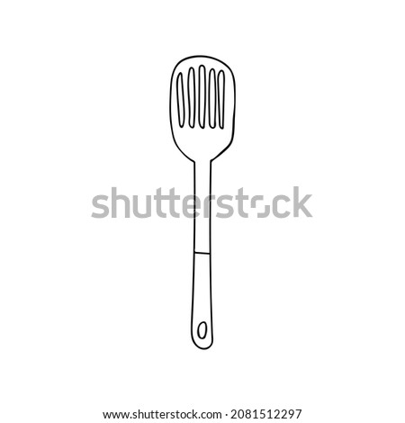 Doodle spatula icon in vector. Hand drawn spatula icon in vector. Doodle kitchen spatula illustration in vector