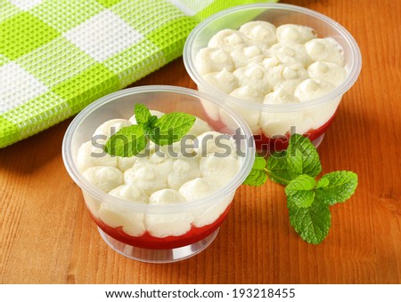 Strawberry shortcake desserts in plastic cups