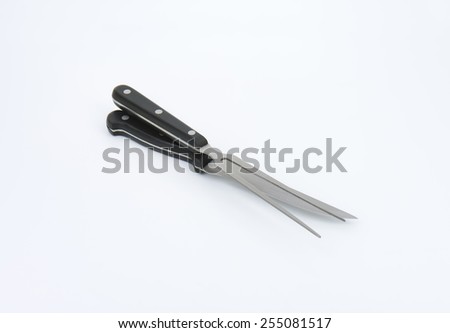 carving knife and fork on white background