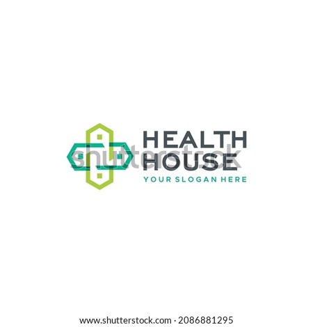minimalist HEALTH HOUSE plus medical logo design