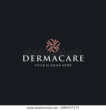 Modern flat letter mark DERMACARE logo design