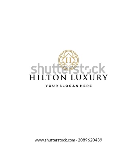 flat letter mark initial HILTON LUXURY logo design