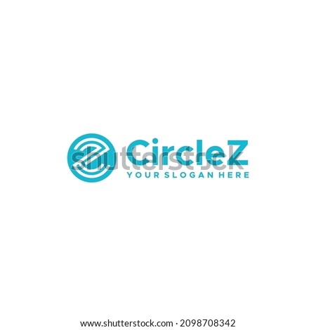 Flat letter mark initial CZ Circle Z logo design