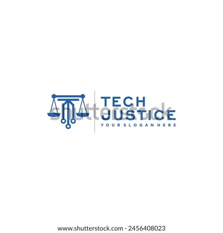 flat TECH JUSTICE circuit legal scale logo design