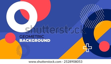 Dynamic design banner shape Blue Dark background concept, Abstract geometric line solid color Red and orange element design good for used on posters, banner, web and any more