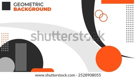 Digital technology banner shape background concept, Abstract geometric line solid color orange and black element design good for used on posters, banner, web and any more