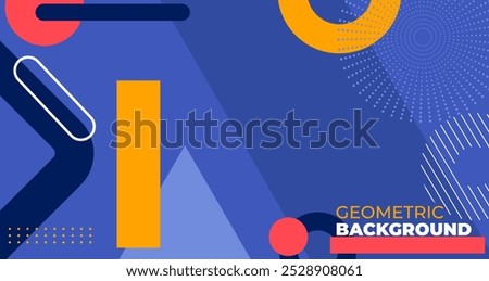 Dynamic design banner shape Blue Dark background concept, Abstract geometric line solid color Red and orange element design good for used on posters, banner, web and any more