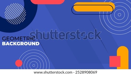 Dynamic design banner shape Blue Dark background concept, Abstract geometric line solid color Red and orange element design good for used on posters, banner, web and any more