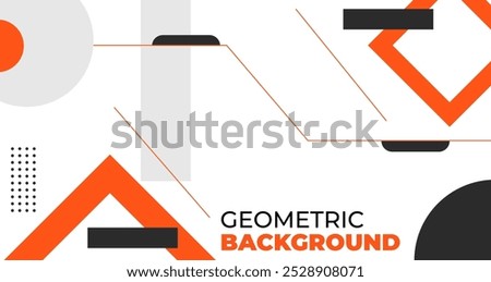 Digital technology banner shape background concept, Abstract geometric line solid color orange and black element design good for used on posters, banner, web and any more