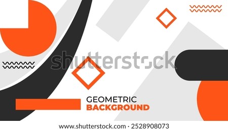 Digital technology banner shape background concept, Abstract geometric line solid color orange and black element design good for used on posters, banner, web and any more