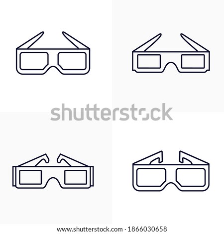 Set of 3D Glasses for Movie icon logo vector template, Creative Movie logo concept, Icon symbol, Illustration