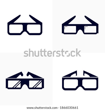 Set of 3D Glasses for Movie icon logo vector template, Creative Movie logo concept, Icon symbol, Illustration