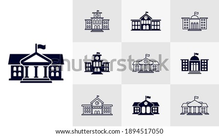 Set of University building icon logo vector template, Education icon concepts, Creative design