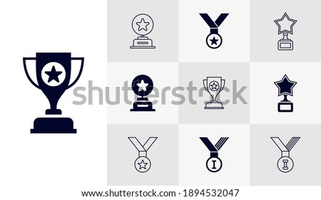 Set of Trophy icon logo vector template, Education icon concepts, Creative design