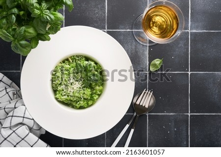 Similar – Image, Stock Photo Rice with basil pesto sauce