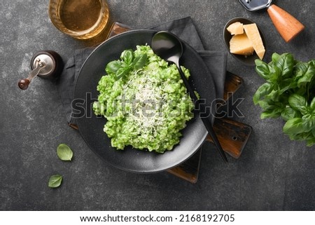 Similar – Image, Stock Photo Rice with basil pesto sauce