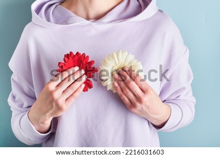 Similar – Image, Stock Photo Red ribbon on pink background