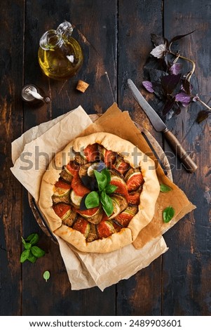 Similar – Foto Bild Zucchini-Galette auf Holztisch