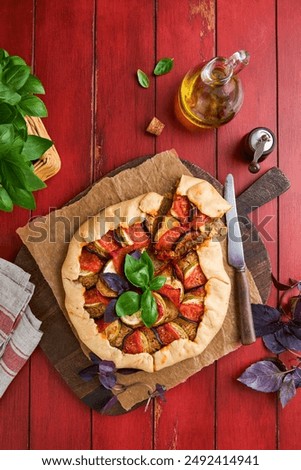 Similar – Foto Bild Zucchini-Galette auf Holztisch