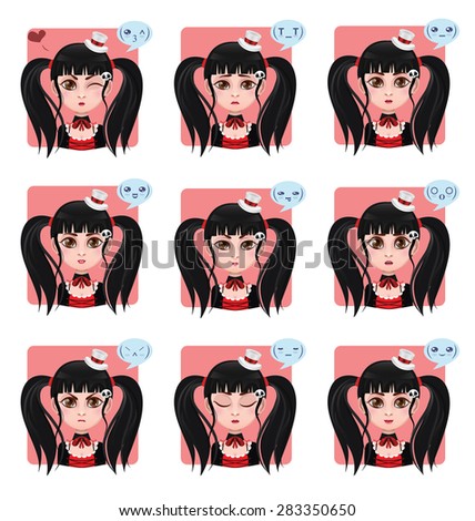 Girl displaying 9 different emotions